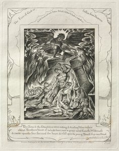 Kniha Job: Pl. 3, Tví synové a tvé dcery jedli a pili víno..., 1825. od William Blake