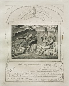 Kniha Job: Pl. 4, A utekl jsem jen sám, abych ti to řekl, 1825. od William Blake