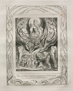 Kniha Job: Pl. 5, Potom Satan vyšel z přítomnosti Páně, 1825. od William Blake