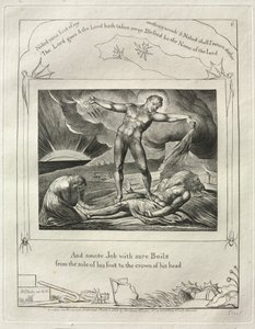 Kniha Job: Pl. 6, A ranil Joba bolavými vředy / od chodidla až po temeno jeho hlavy od William Blake