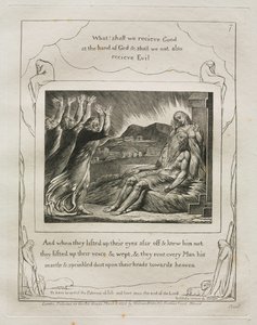 Kniha Job: Pl. 7, A když pozvedli oči zdaleka a neznali ho..., 1825. od William Blake