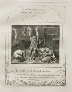 Kniha Job: Pl. 8, Ať zahyne den, ve kterém jsem se narodil, 1825. od William Blake