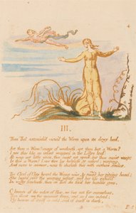 Kniha Thel, talíř 6, III. "Pak Thel užasl." . . . od William Blake