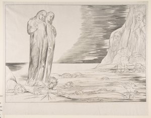 The Circle of Traitors: Dantes Foot Striking Bocca degli Abbate, od Dantes Infe ..., ca. 1825-27. od William Blake