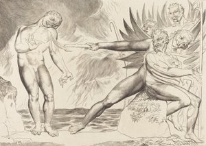 Kruh zkorumpovaných úředníků, ďáblové mučící Ciampolo, 1827. od William Blake