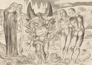 Kruh zlodějů, Agnolo Brunelleschi Napaden šestinohým hadem, 1827. od William Blake