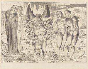 Kruh zlodějů, Agnolo Brunelleschi Napaden šestinohým hadem, 1827. od William Blake