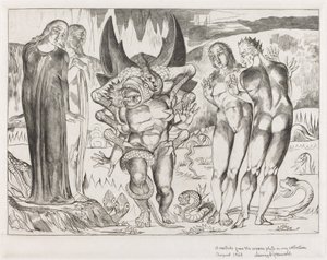 Kruh zlodějů, Agnolo Brunelleschi Napaden šestinohým hadem, 1827. od William Blake