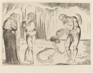 Kruh zlodějů; Buoso Donati Napaden hadem od William Blake