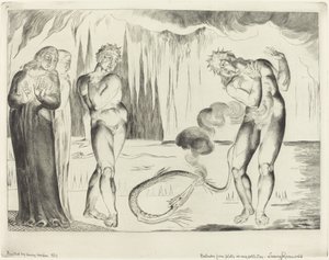 Kruh zlodějů; Buoso Donati Napaden hadem od William Blake