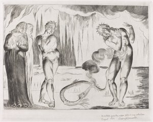 Kruh zlodějů; Buoso Donati Napaden hadem od William Blake