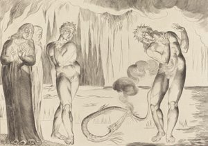 Kruh zlodějů, Buoso Donati napaden hadem, 1827. od William Blake