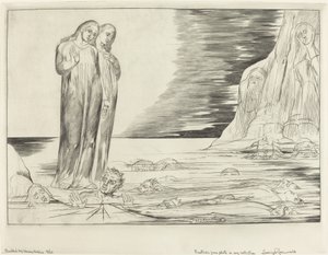 Kruh zrádců, Danteho noha zasáhla Bocca degli Abbate, 1827. od William Blake