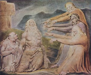 Spravedlivý vzpřímený muž se vysmívá k opovržení, c1825, 1947 od William Blake