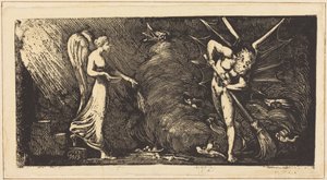 Muž zametající salonek vykladače od William Blake