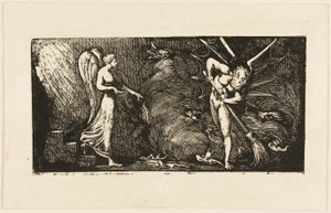 "Muž, který zametá vykladačův obývák" z Bunyanova Poutníkova pokroku od William Blake