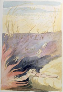 Manželství nebe a pekla; titulní strana, 1790-93 (reliéfní lept tónovaný wc) od William Blake
