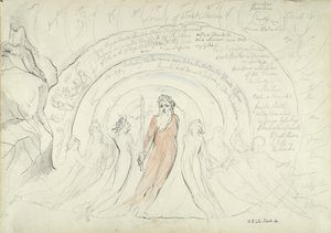 Odstíny Homéra a dalších básníků starověku, ilustrace k Božské komedii od Dante Alighieriho, 1824-27 (pero a inkoust s wc přes tužku a křídu na papíře) od William Blake