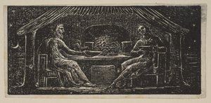 Thenot a Colinet jedí svou večeři, z Thorntons Pastorals of Virgil, 1821. od William Blake