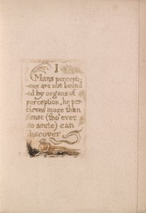Neexistuje žádné přirozené náboženství, deska 10, I Mužské vnímání není ohraničené ... .  (Bentley b3) od William Blake