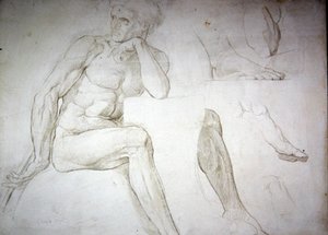 Studie mužského aktu (tužka na papíře)
