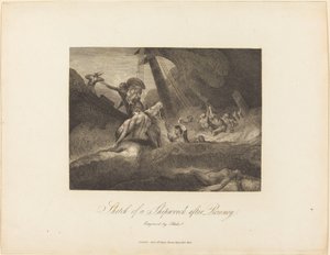 Náčrt vraku lodi od William Blake after George Romney