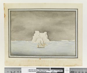 Opp. p. 147. „Ledový průsmyk“ 25. listopadu 1788. Zeměpisná šířka 57 stupňů 30 minut St. Zeměpisná délka 288 stupňů 00 minut Et v Sirius