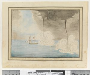 Opp. p. 290. `Voda tryská u pobřeží Jávy poblíž Batavaia. 24. září 1791. Waakzamheydt
