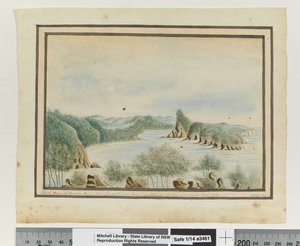 Opp. p. 92. `Severní rameno Broken Bay Nový Jižní Wales z ostrova u vchodu září 1789
