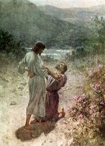 Jákob a anděl v Peniel - Bible od William Brassey Hole