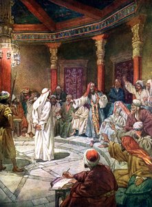 Ježíš je vyslýchán veleknězem Kaifášem – Bible od William Brassey Hole