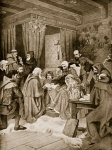 Robert Bruce uděluje chartu, 1329, ilustrace z 