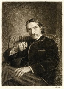 Robert Louis Stevenson (1850-1894) britský autor nejlépe známý pro své bestsellery Ostrov pokladů, Unesený a Podivný případ doktora Jekylla a pana Hyda. Ilustrace William Brassey Hole (1 od William Brassey Hole