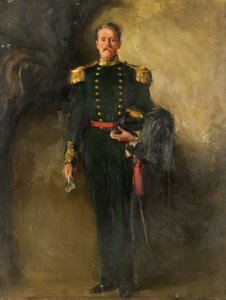 Muž v zelené uniformě skotských lukostřelců, 20. století (olej na plátně)
