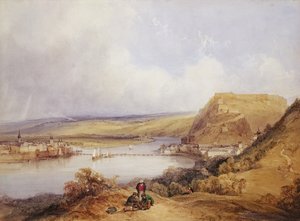 Ehrenbreitstein a Koblenz z výšin Pfaffendorf od William Callow