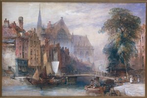 Pohled na Nieuwe Kerk a Nieuwezijds Voorburgwal v Amsterdamu ze severu od William Callow