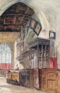 Kostel svaté Marie, Richmond, Yorkshire, před restaurováním (barevná litografie) od William Callow