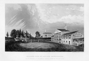 Vnitřní pohled na Astleys Amphitheater v Londýně, jak to vypadalo v roce 1777, 1840.