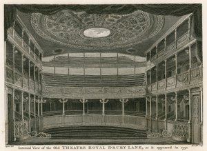 Vnitřní pohled na staré divadlo Royal, Drury Lane, Londýn, jak se zdálo v roce 1792