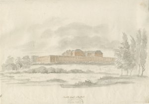 Stafford - Shire Hall: architektova kresba tuší (tónovaná), nd [c 1798] (kresba)