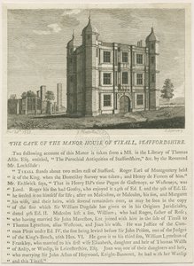 Tixall Hall - Gatehouse: rytina, nd [c 1813] (tisk)
