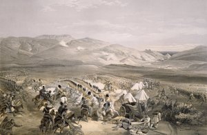 Poplatek brigády těžké jízdy v bitvě u Balaklavy 25. října 1854, ryl E. Walker, pub. 1855 od William Crimea Simpson