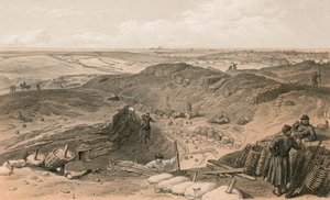 Příkop Malakoff, baterie Gervais a zadní část Redan od William Crimea Simpson