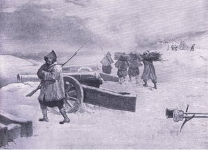 Strážce Zouaves před Sevastopolem, ilustrace z britských bitev na souši a na moři, 1915 od William Crimea Simpson