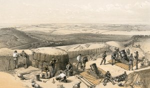 Nová díla při obléhání Sebastopolu na pravý útok, z minometné baterie napravo od Gordonovy baterie od William Crimea Simpson