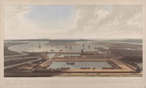 Pohled na East India Docks od William Daniell