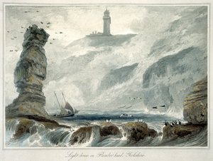 „Maják na Flamborough Head“, Yorkshire, 1822 od William Daniell