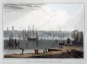 „Liverpool, natočený z opačné strany řeky“, 1815 od William Daniell