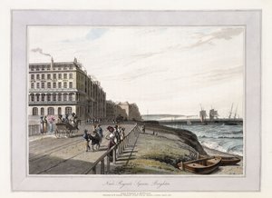 Near Regents Square, Brighton, cca 1814-1825 (ručně barvená akvatinta, šedá barva) od William Daniell