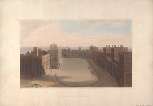 Čtyřúhelník, hrad Windsor - pohled z kulaté věže, hrad Windsor od William Daniell